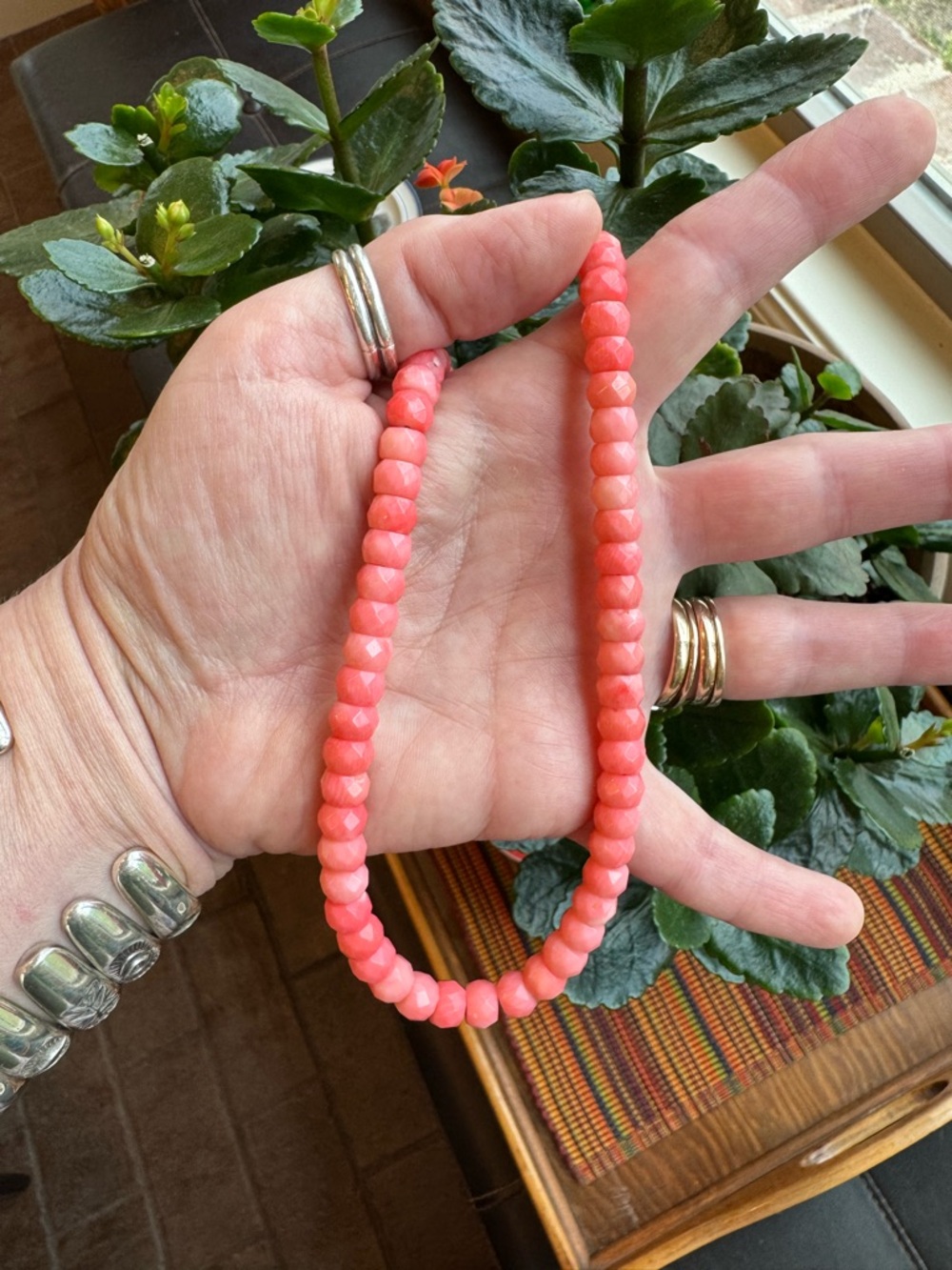 Jay King Mind Finds Bright & Light Faceted Pink Coral Sterling Silver Necklace